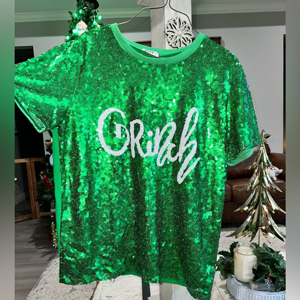 Festive Green Sequin Tee